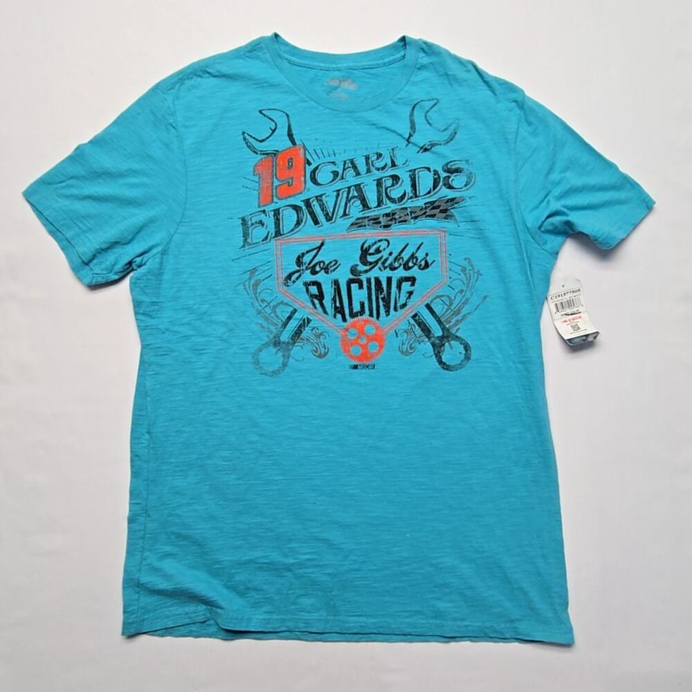 Joe Gibbs Racing Carl Edwards Graphic Tee Blue NASCAR Mens XL Shirt